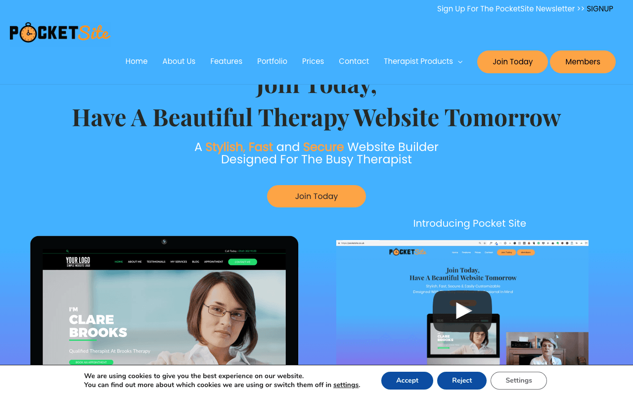 PocketSite pay monthly website homepage