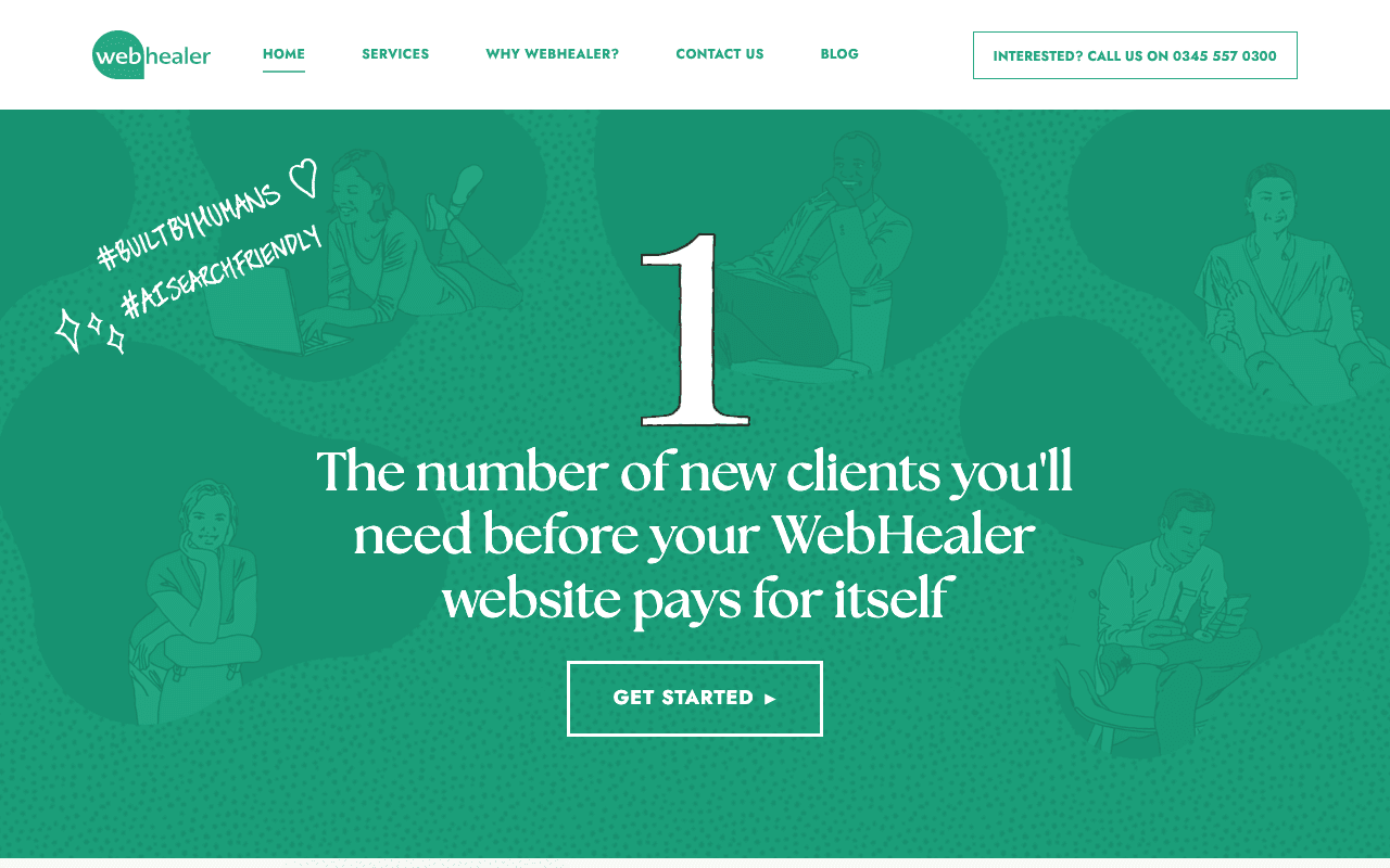 WebHealer pay monthly website homepage
