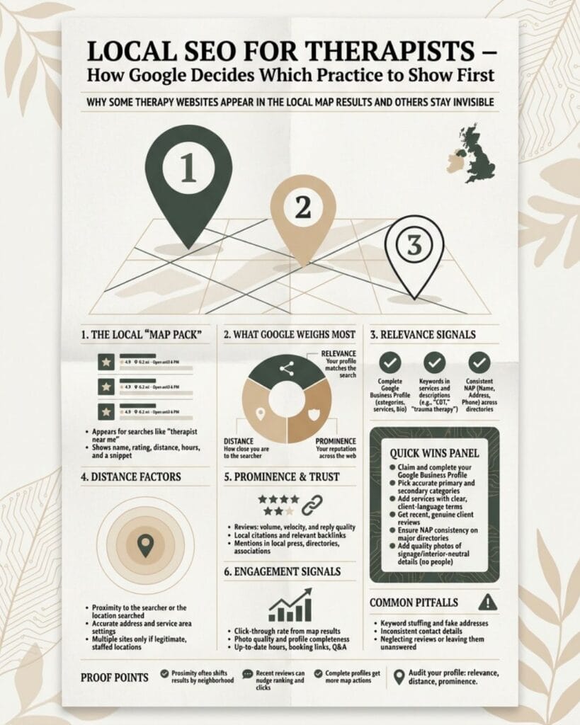 Local SEO for therapists: how Google decides which practice to show first