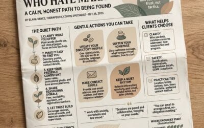Marketing for Therapists Who Hate Marketing: How Do You Get Found Without Feeling Pushy?